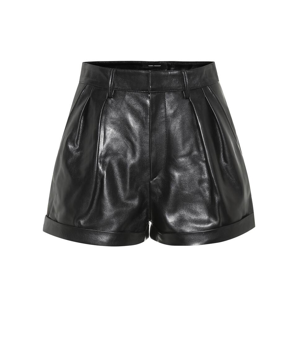 high rise leather shorts