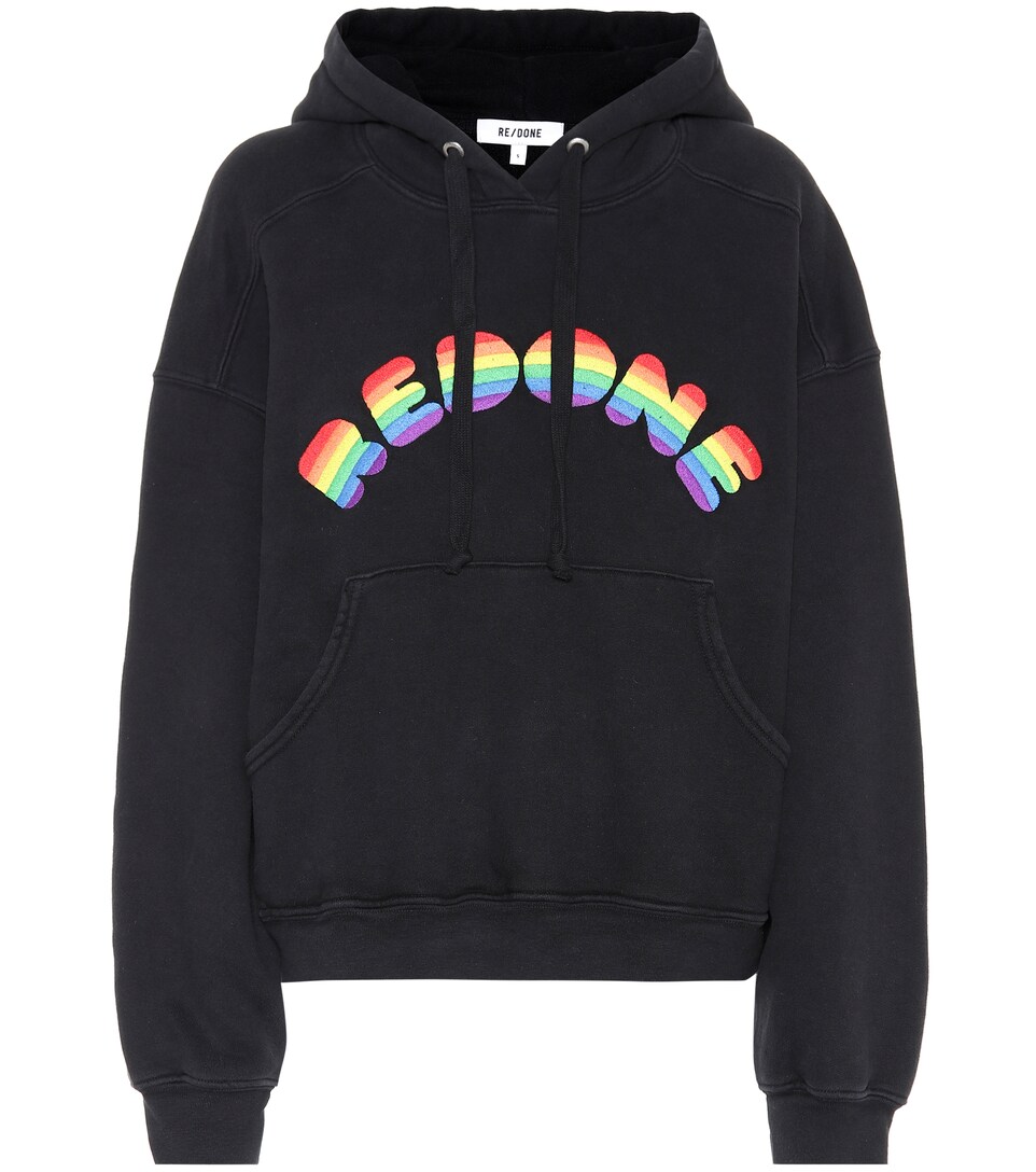 cotton hoodie with rainbow logo