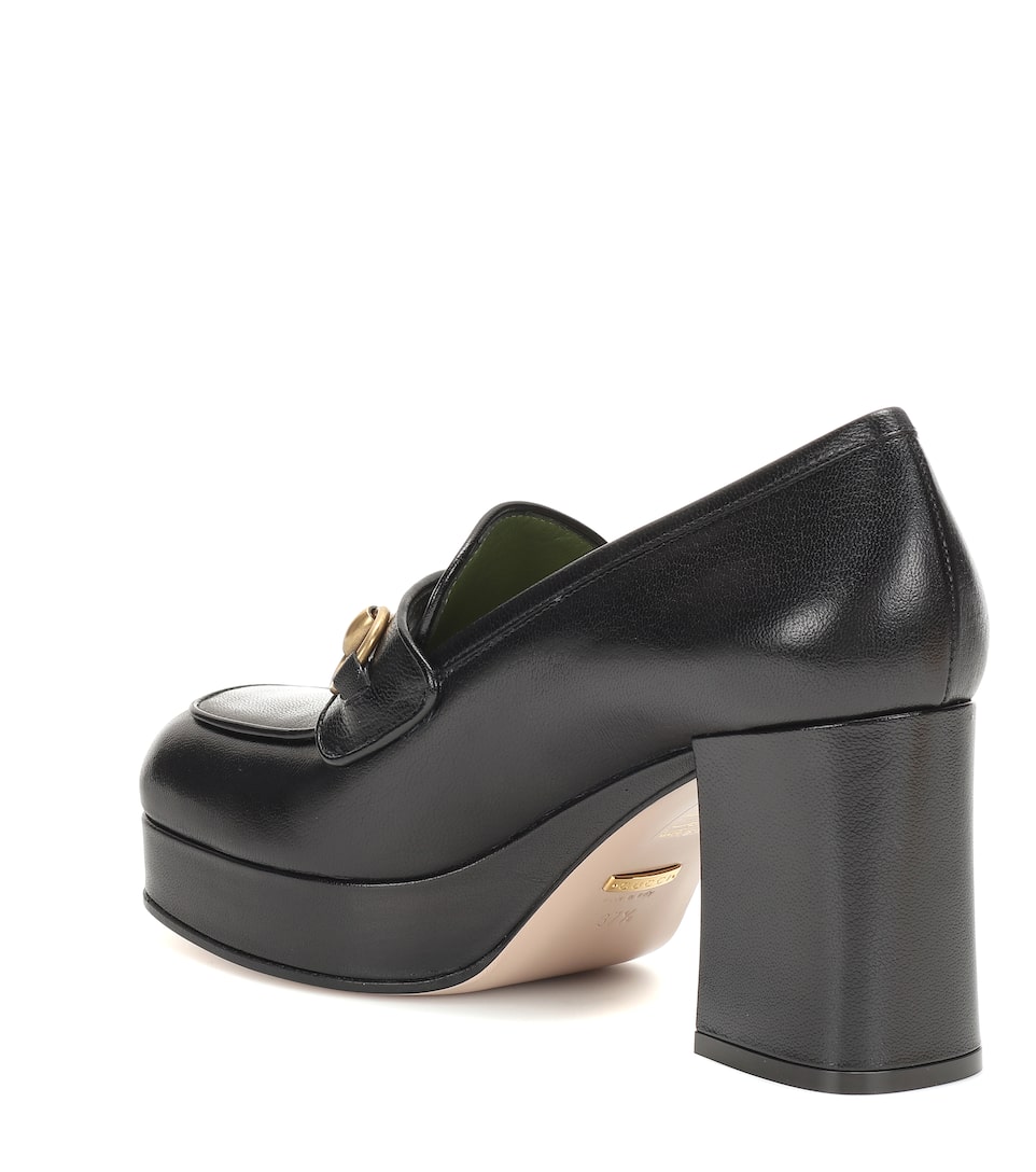 GUCCI HORSEBIT LEATHER LOAFER PUMPS,P00382840