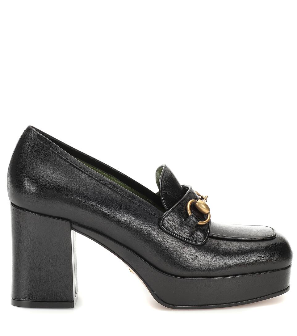 GUCCI HORSEBIT LEATHER LOAFER PUMPS,P00382840
