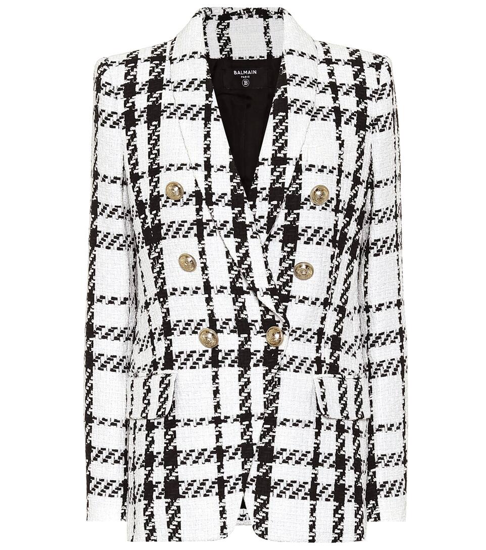 Blazer A Quadri In Tweed Balmain Mytheresa