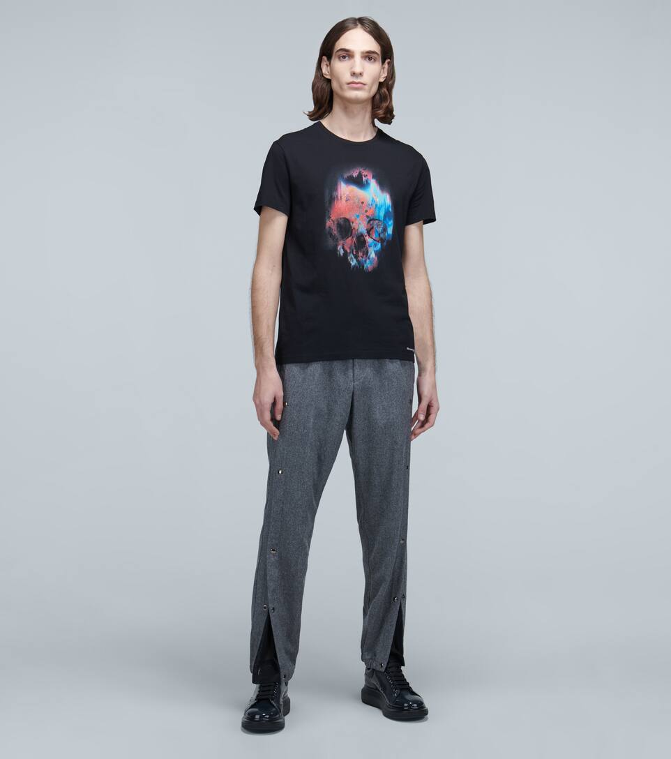 ALEXANDER MCQUEEN SPRAYED SKULL COTTON T-SHIRT,P00439605