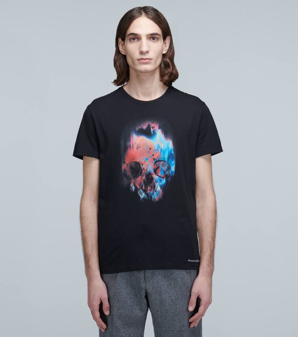 ALEXANDER MCQUEEN SPRAYED SKULL COTTON T-SHIRT,P00439605