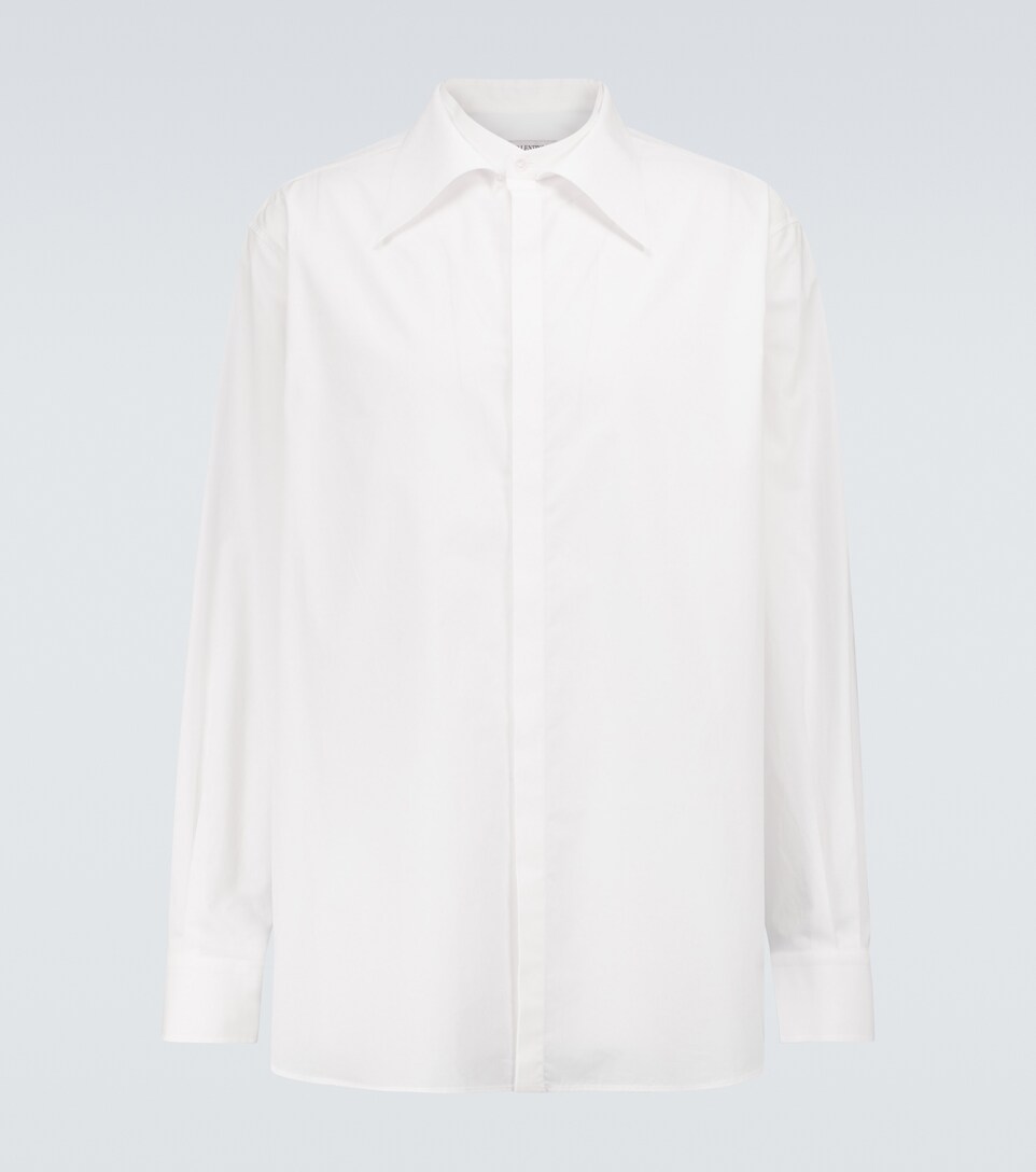 Removable-collar cotton poplin shirt 