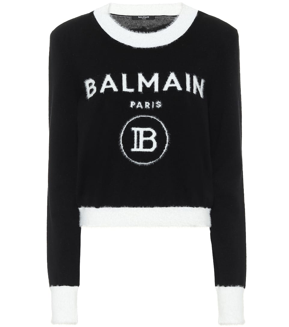 Balmain Logo wool blend sweater | Mytheresa Balmain Logo wool blend sweater | Mytheresa