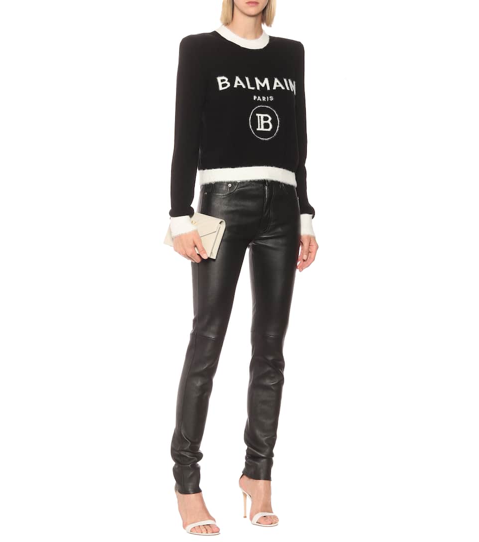 Balmain Logo wool blend sweater | Mytheresa Balmain Logo wool blend sweater | Mytheresa