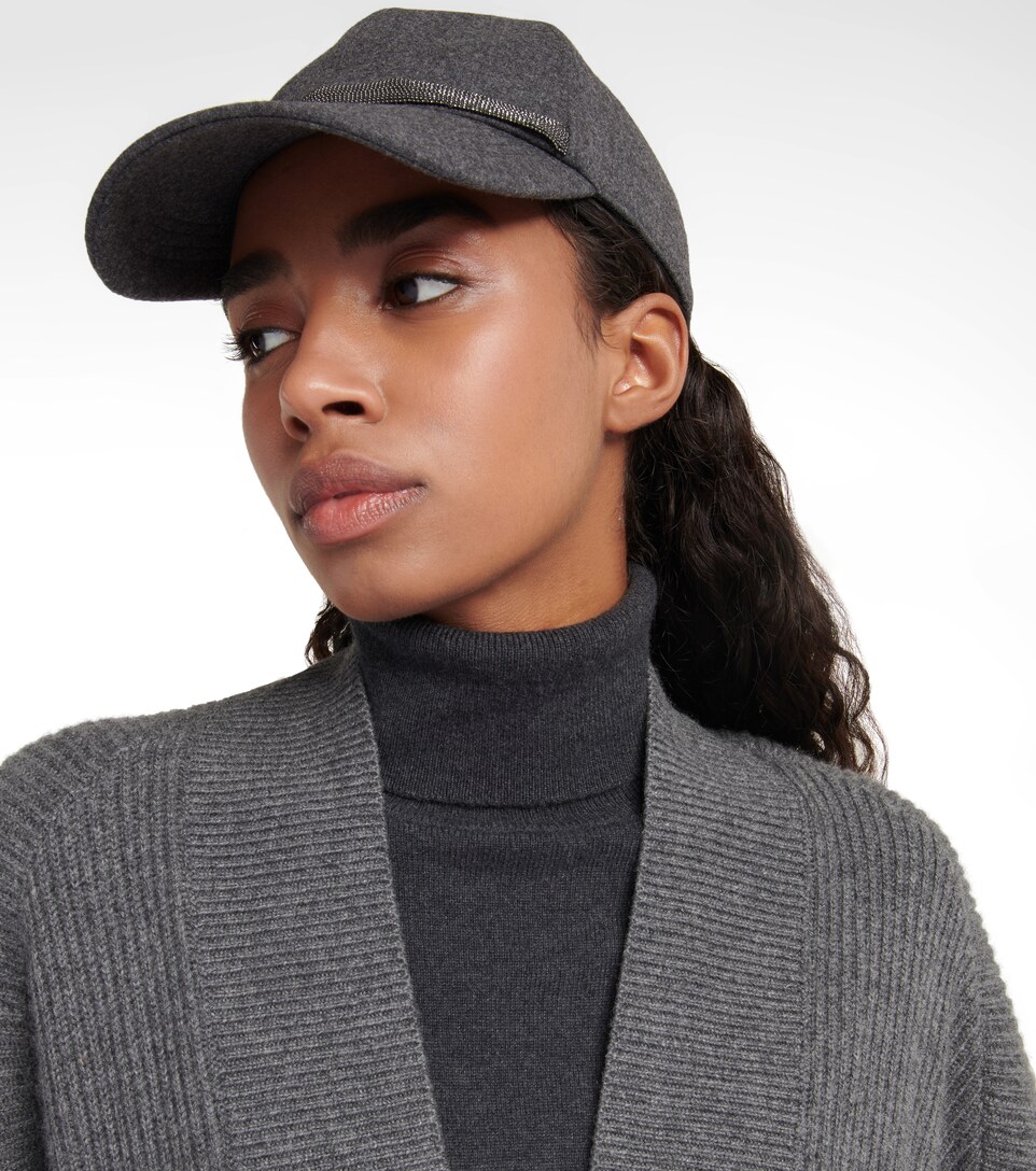 Embellished wool-blend baseball cap 