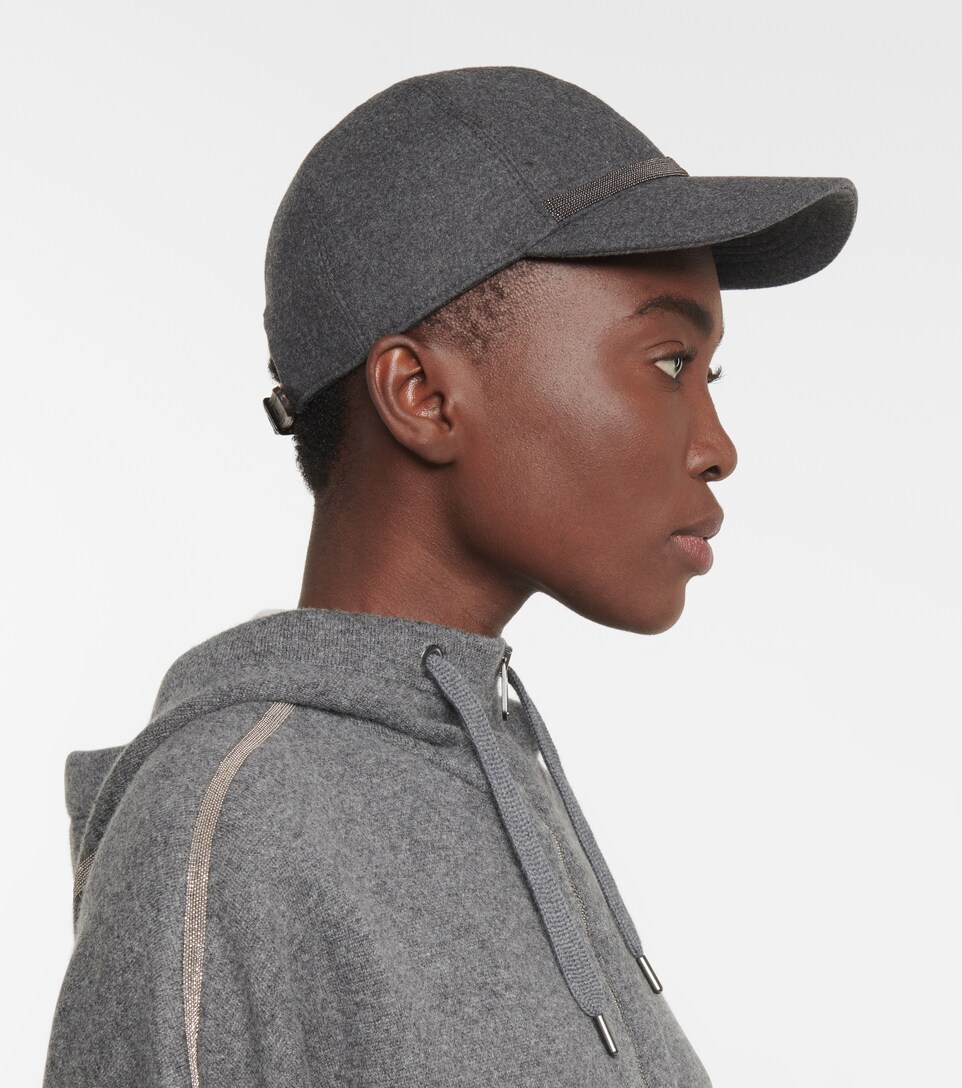 Embellished wool-blend baseball cap 