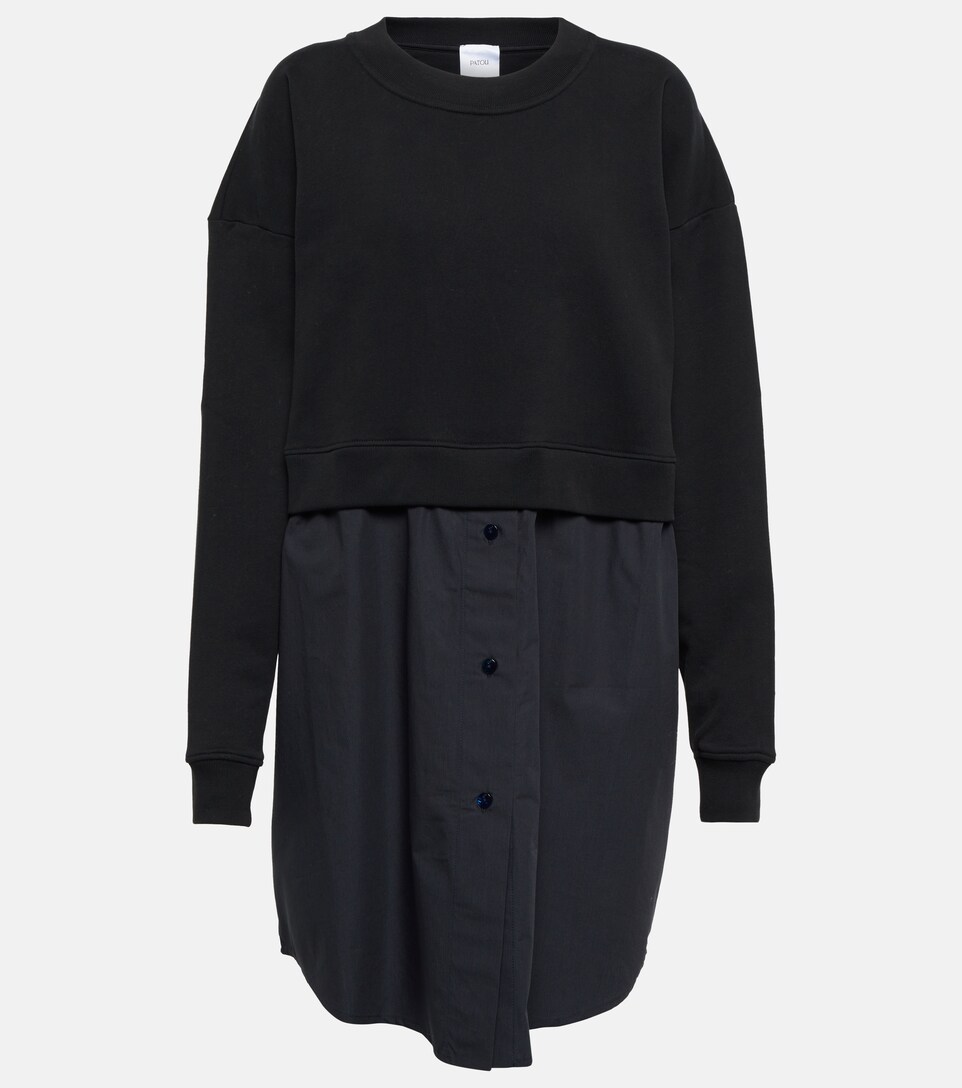 Layered cotton sweatshirt shirt dress 