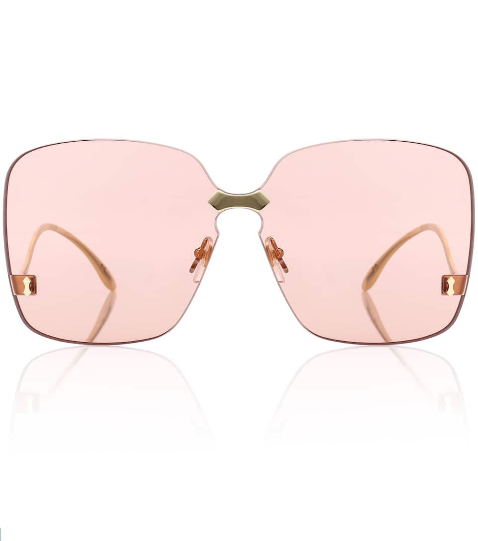 Click to view more detailed imagery on our partner's website Gucci 61Mm Square Sunglasses - Dark Havana/ Gold/ Orange In Pink