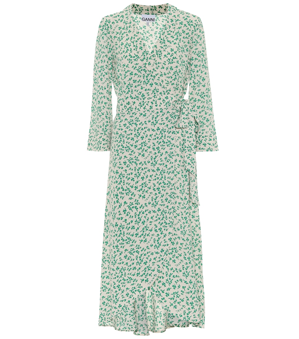 ganni green wrap dress