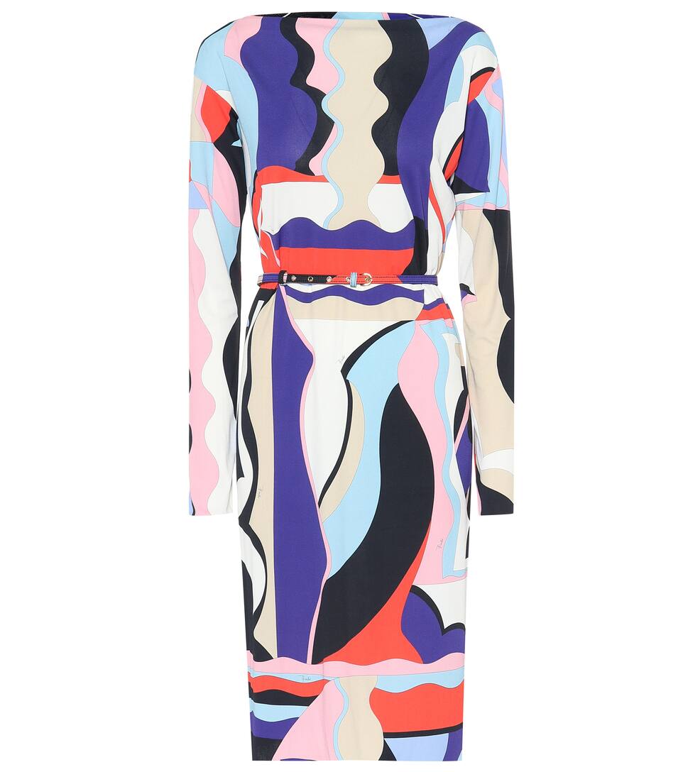 Pucci Emilio Mélangée Robe Imprimée Soie En L3S54AcRjq