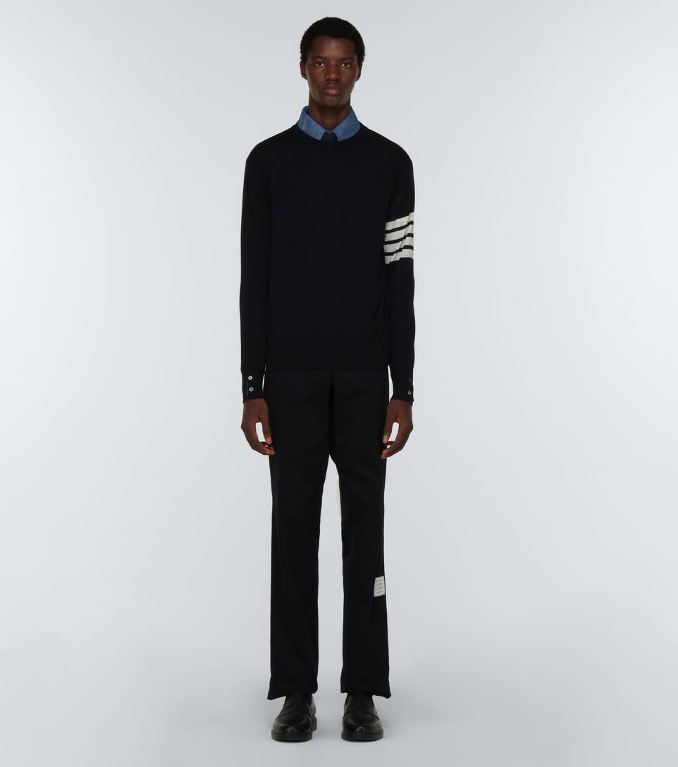 THOM BROWNE 4-BAR MERINO PULLOVER SWEATER,P00431791