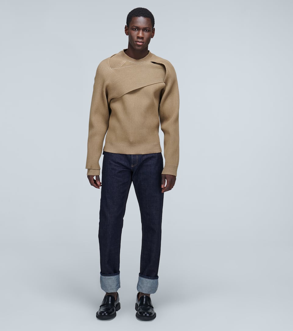 BOTTEGA VENETA ASYMMETRICAL RIBBED SWEATER,P00443580