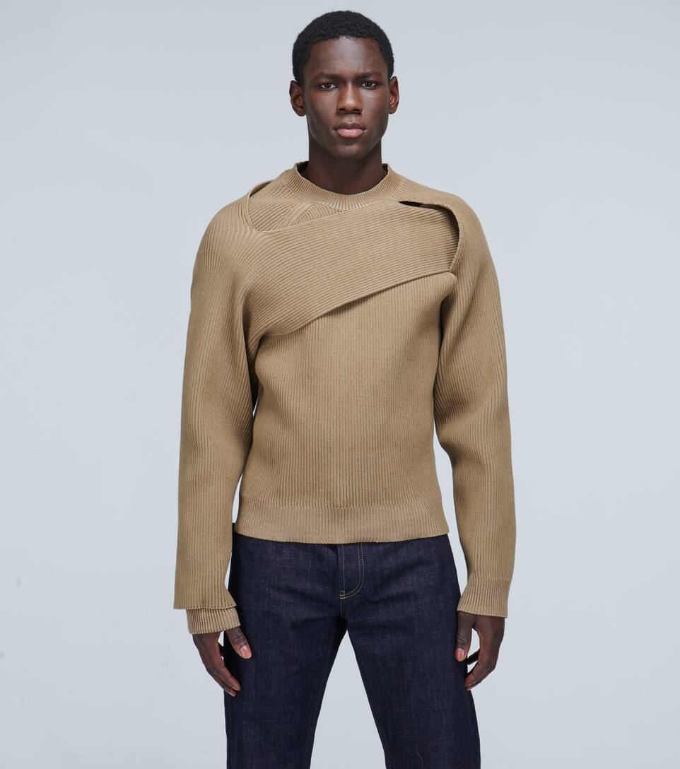BOTTEGA VENETA ASYMMETRICAL RIBBED SWEATER,P00443580