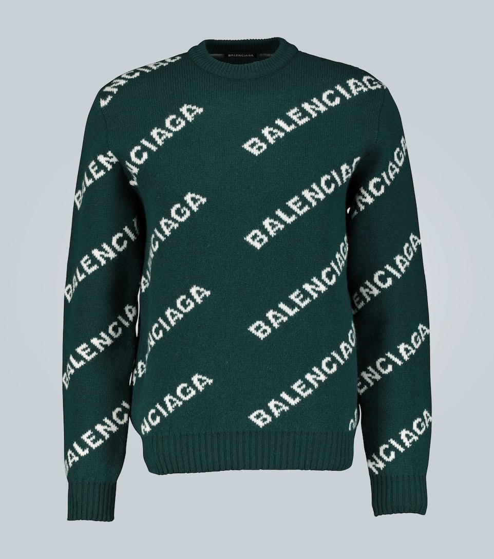 BALENCIAGA JACQUARD LOGO CREWNECK SWEATER,P00444263