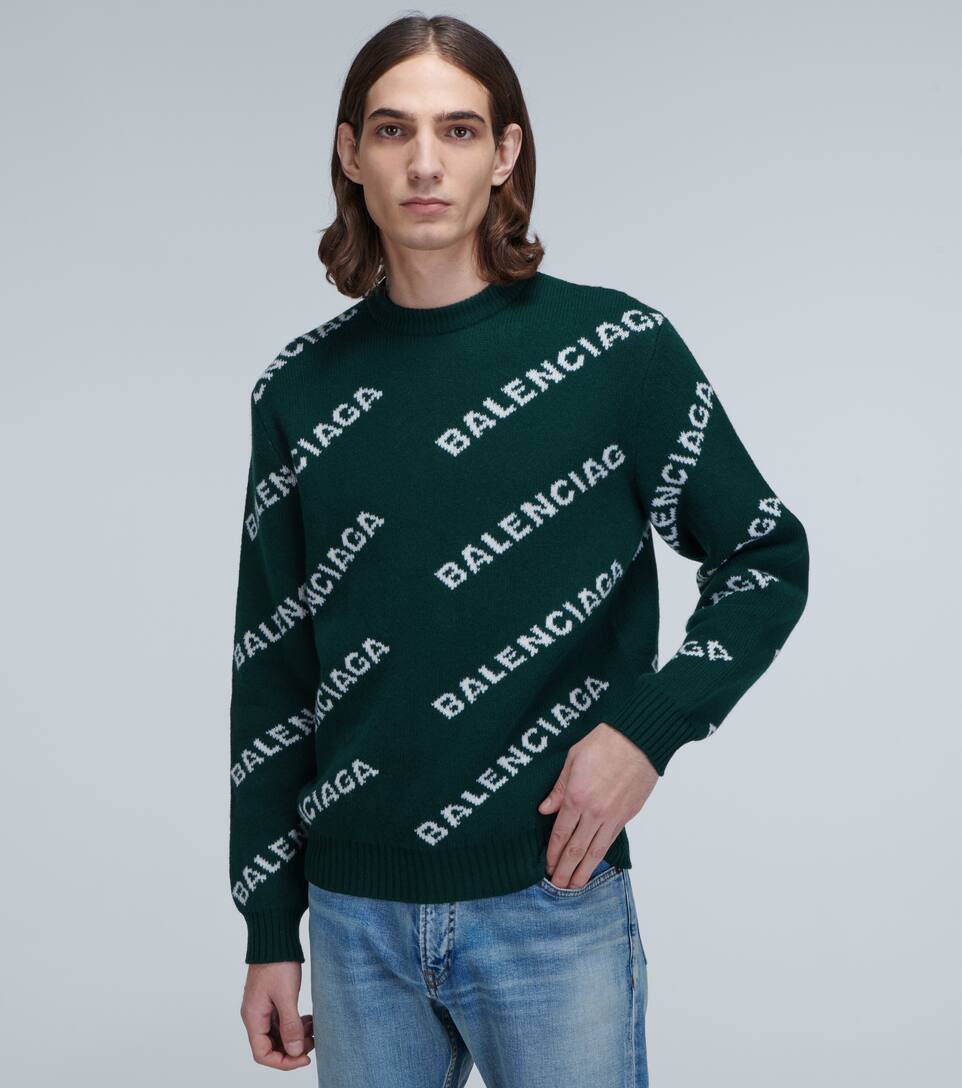BALENCIAGA JACQUARD LOGO CREWNECK SWEATER,P00444263