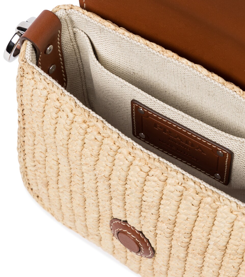 raffia and leather bag