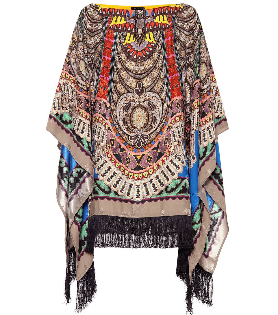 Etro Poncho Soie En Mélangée Imprimée xxgzS0wq