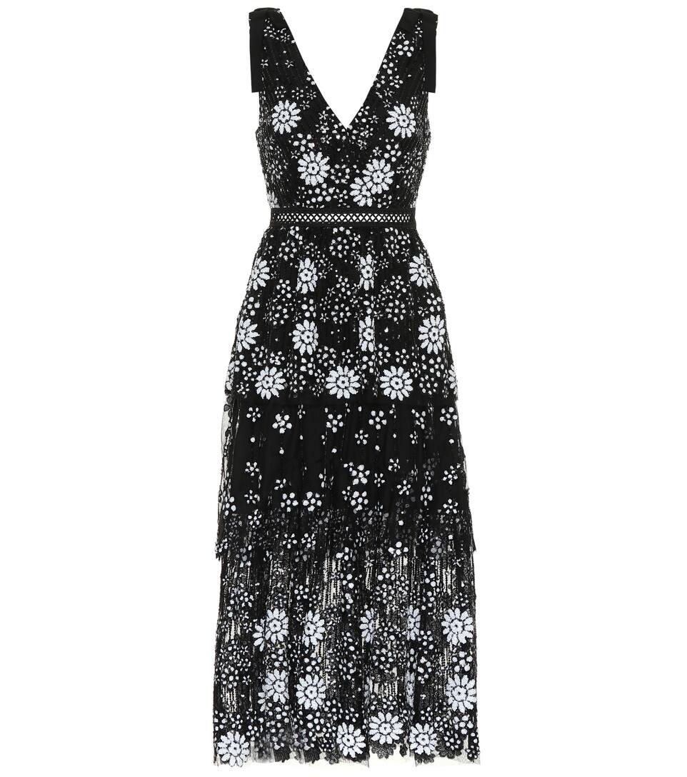 SELF-PORTRAIT Embellished midi dress,P00436647