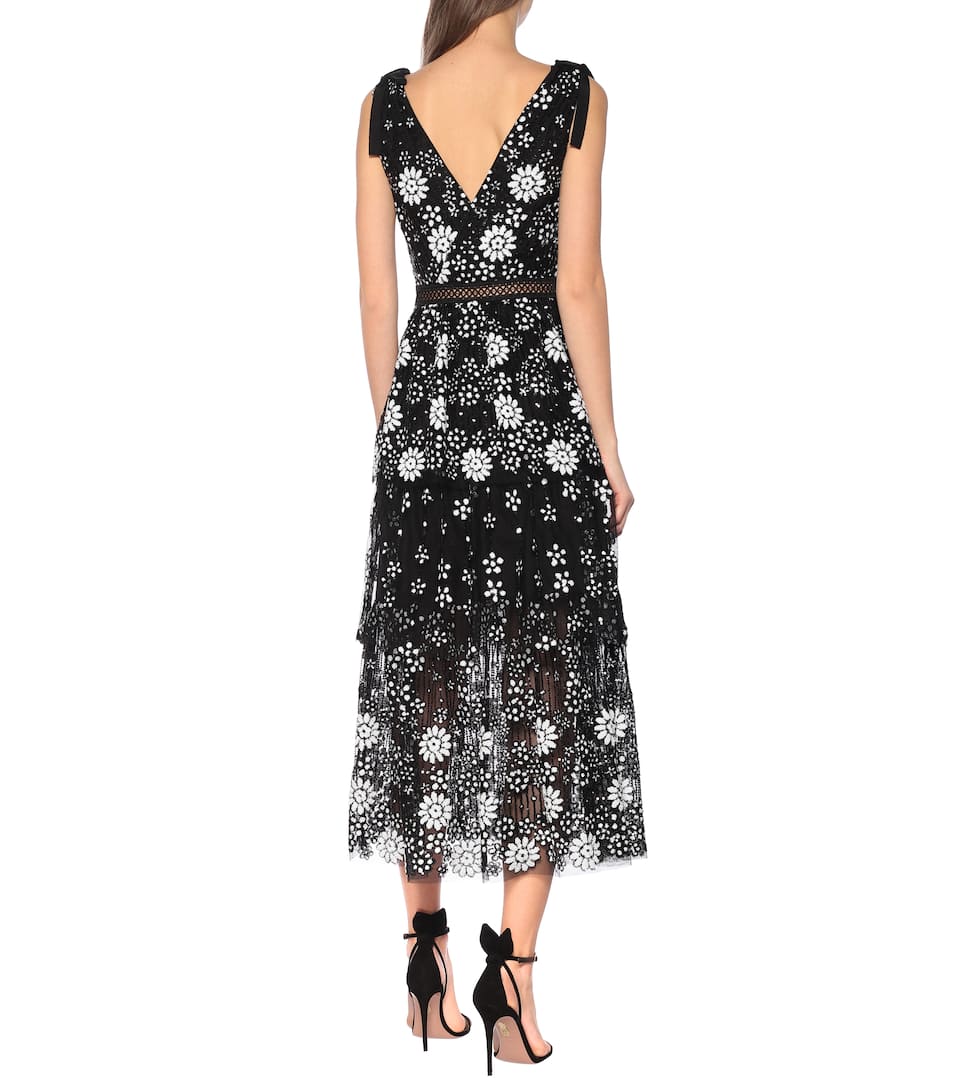 SELF-PORTRAIT Embellished midi dress,P00436647