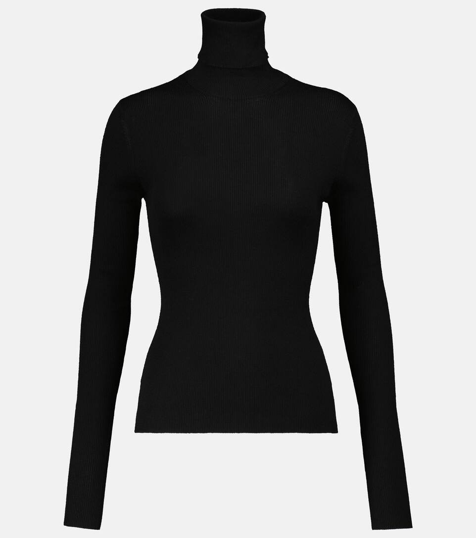 Black silk turtleneck sweater clearance