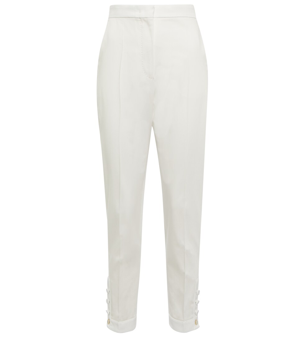 Nausica cotton-blend satin slim pants 