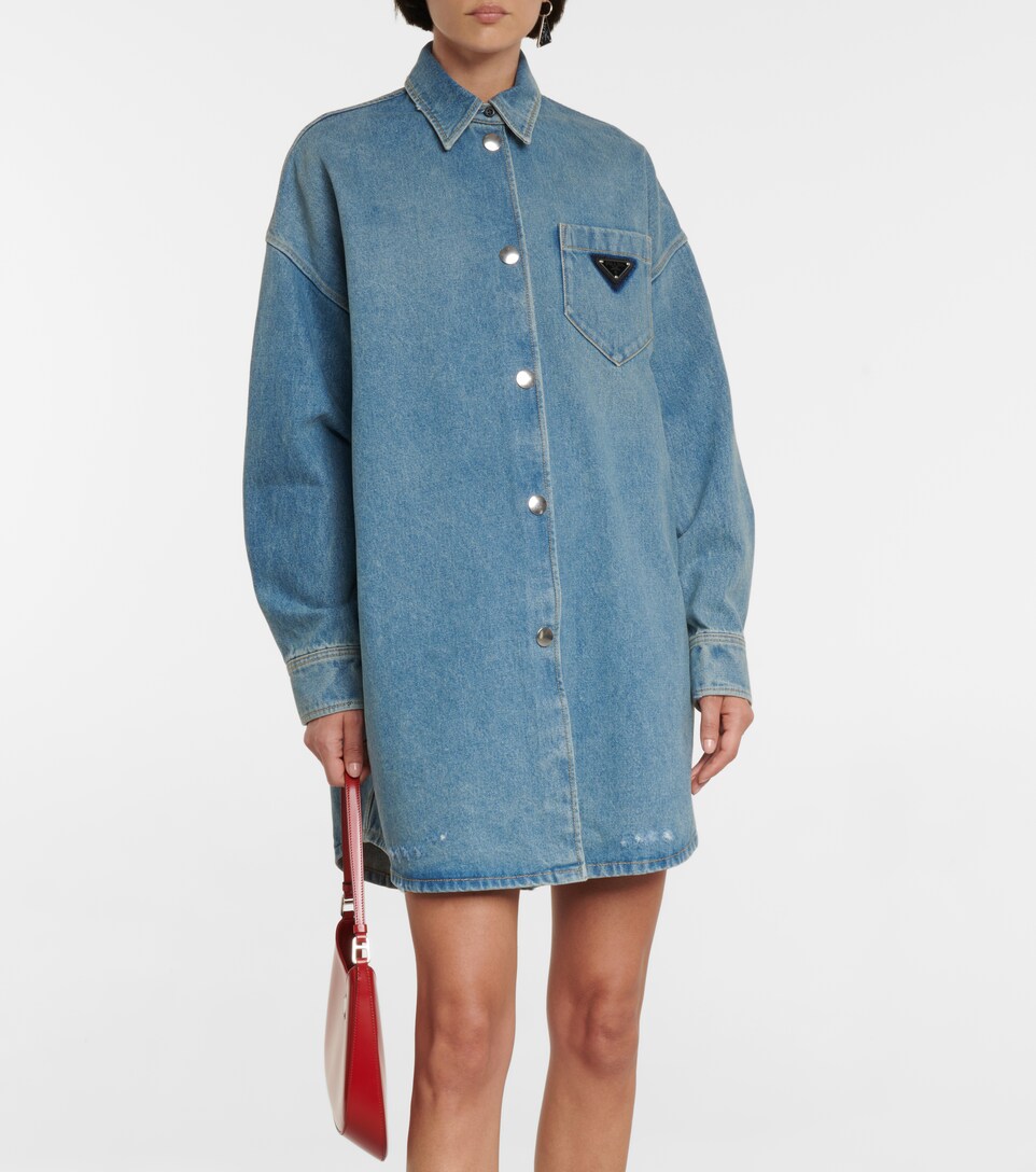 Prada - Logo distressed denim shirt 