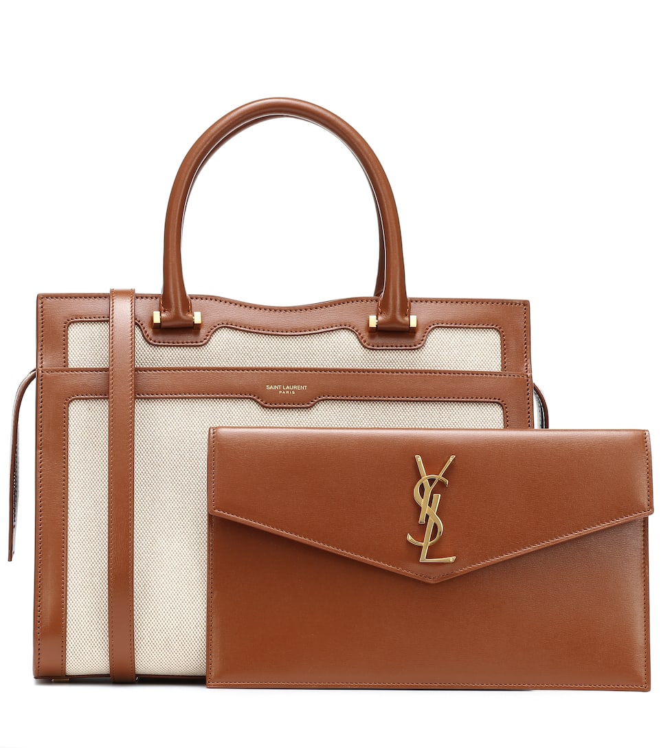 uptown medium tote in box saint laurent leather