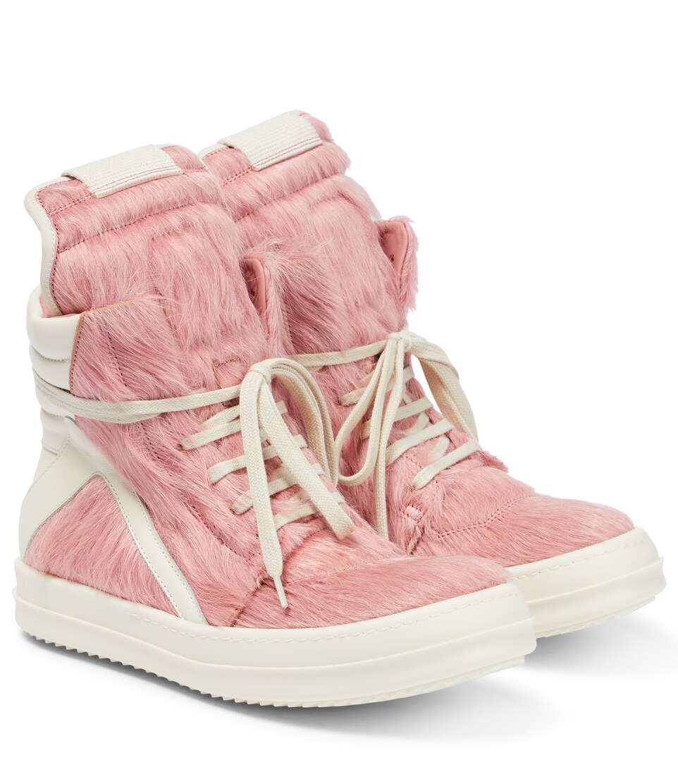 Rick Owens Women's Hair Pony Geobasket - Pink - High-Top Sneakers - 5
