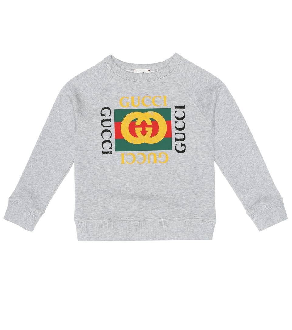 Click to view more detailed imagery on our partner's website Gucci Kids' Long-sleeve Logo Sweatshirt In Grey