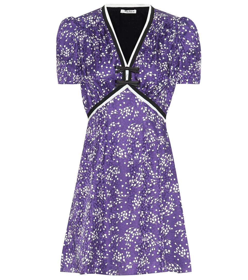 De En Imprimée Jacquard Soie Miu Robe TJclFK1