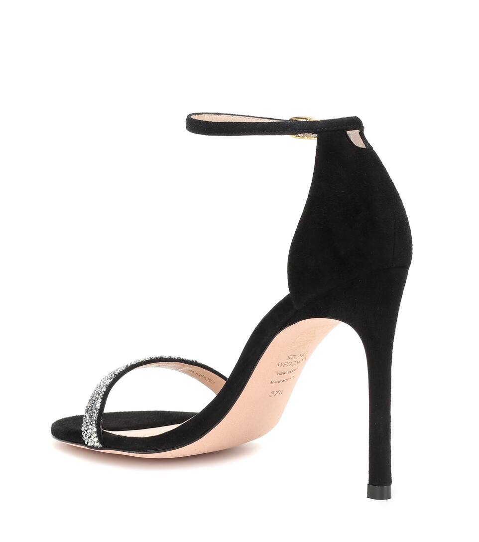 Nudistsong suede sandals Bourne England black studded high heels sz 38