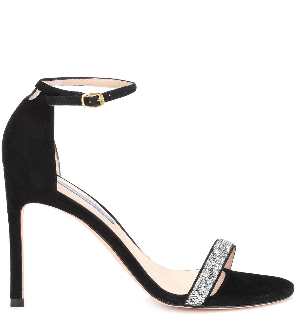 Nudistsong suede sandals Bourne England black studded high heels sz 38