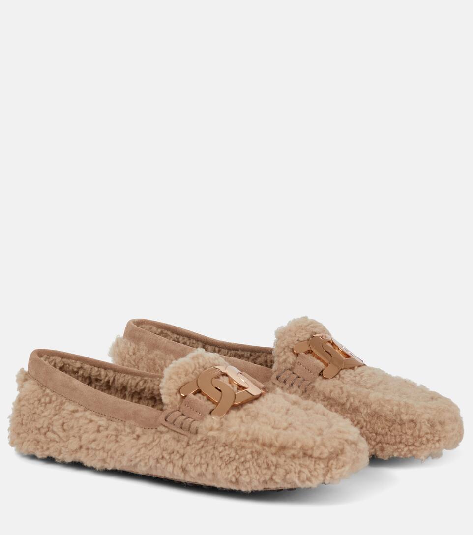 Womens shearling loafers clearance
