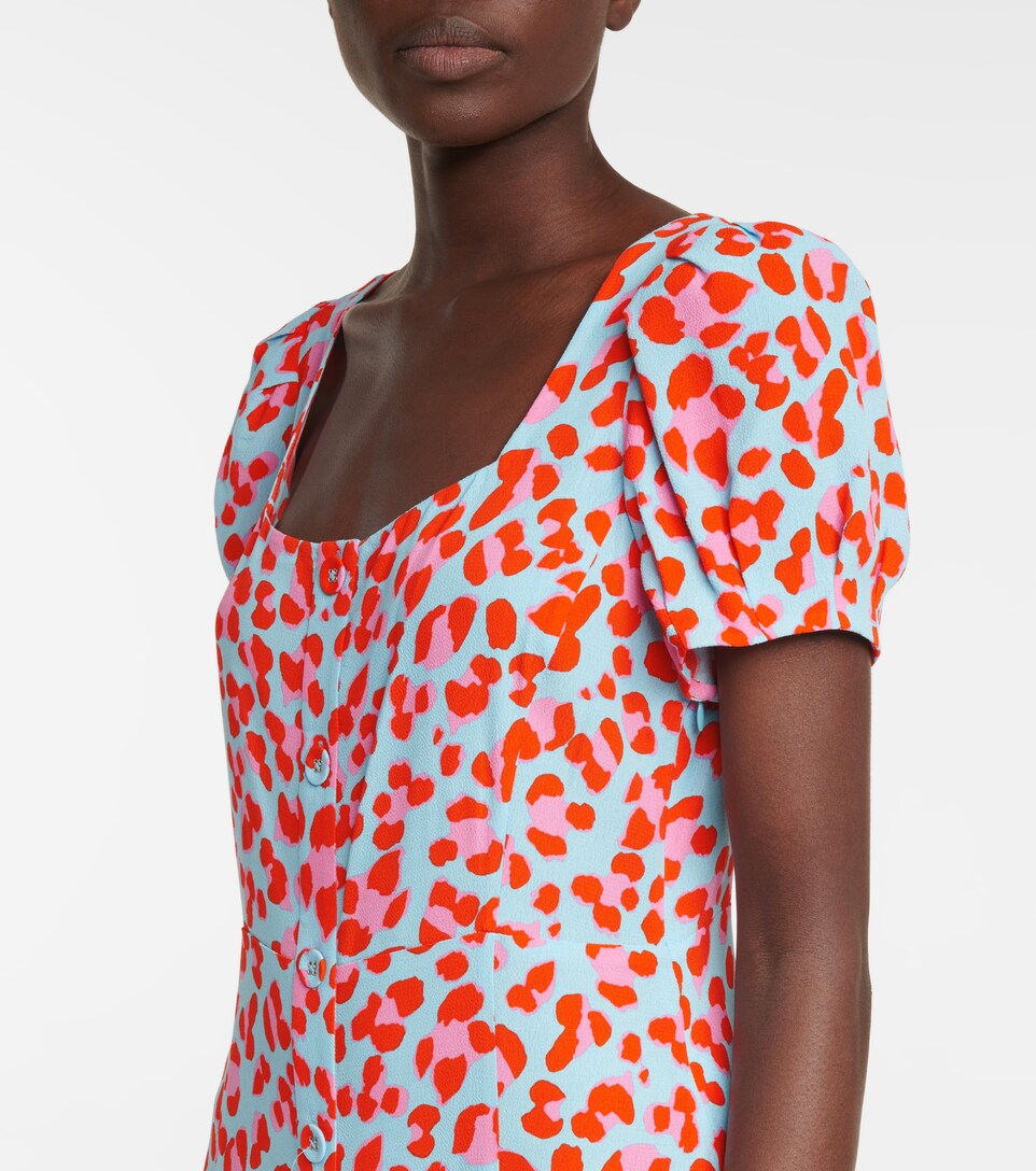 Elena leopard-print crêpe midi dress 