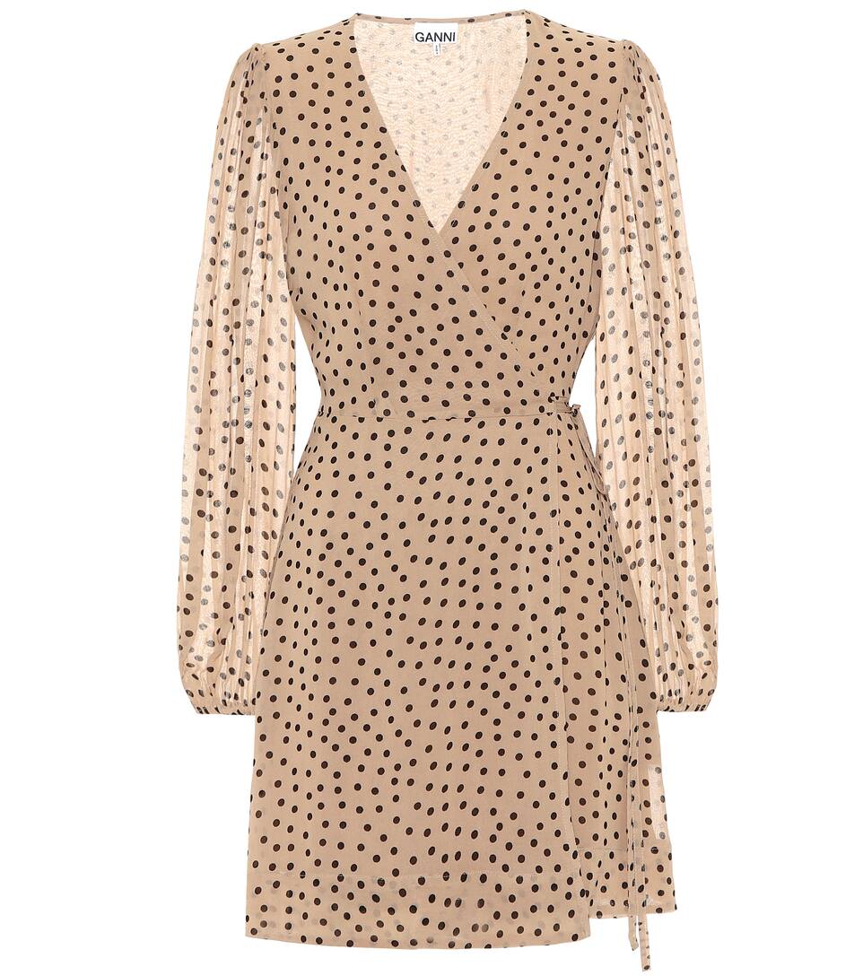 polka dot wrap mini dress