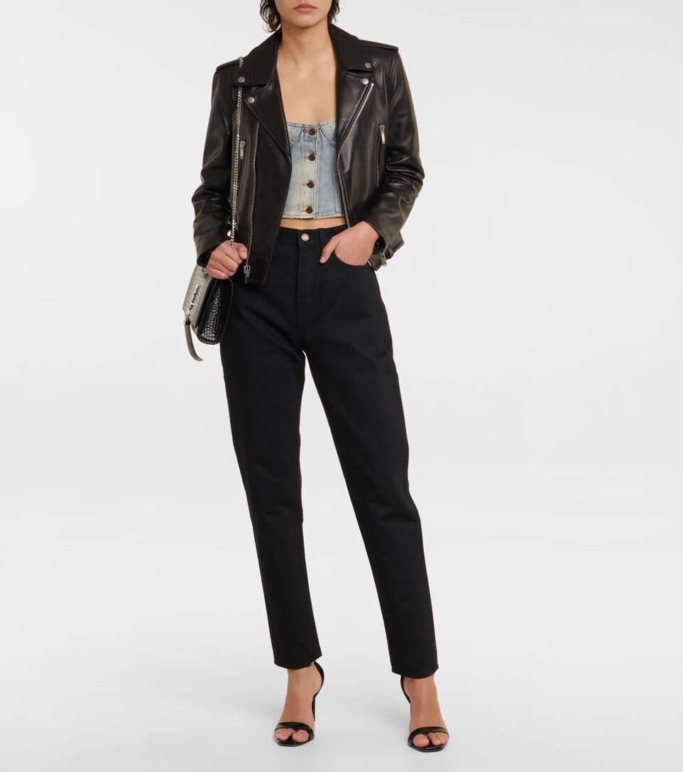 Saint Laurent - Denim cropped corset 