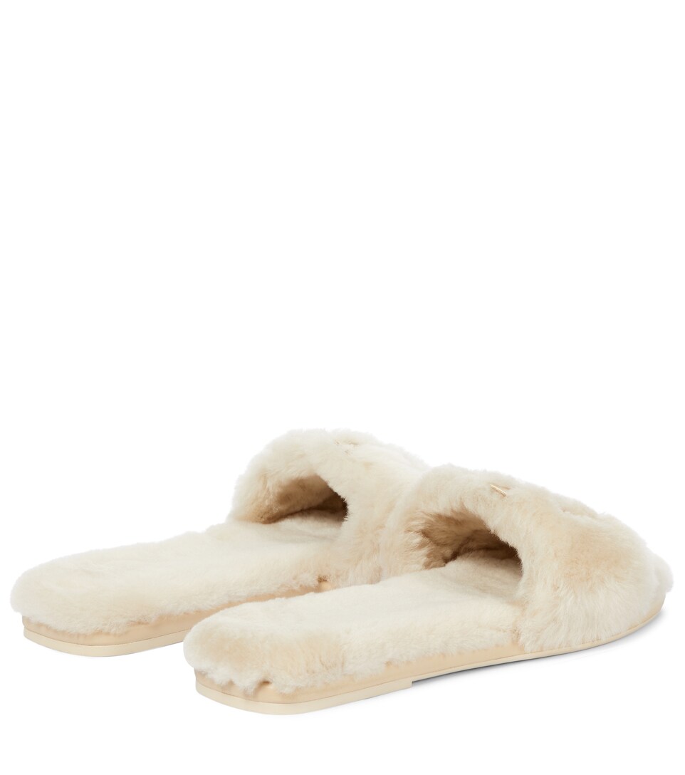 Tory Burch - Double T shearling slides | Mytheresa