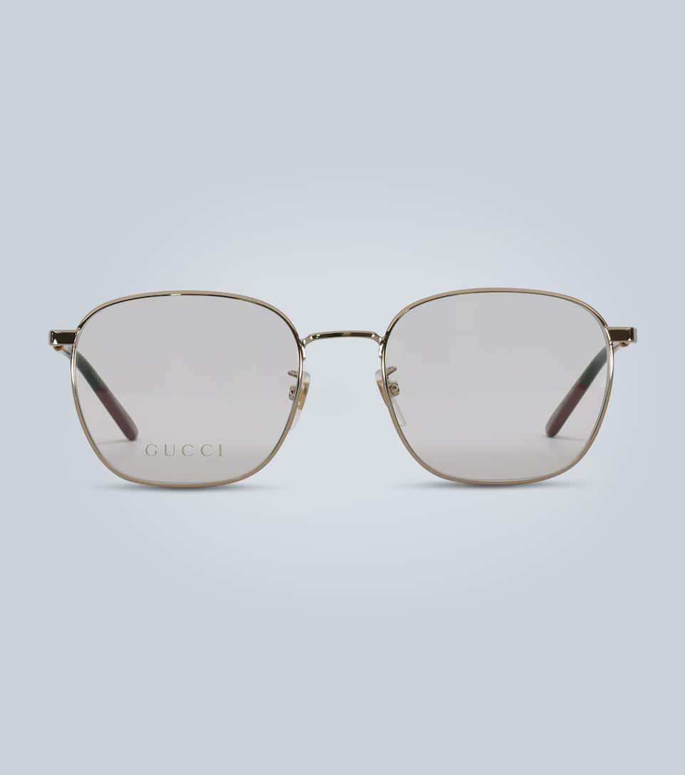 gucci square frame metal glasses
