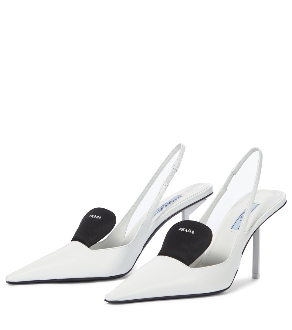 white leather slingbacks