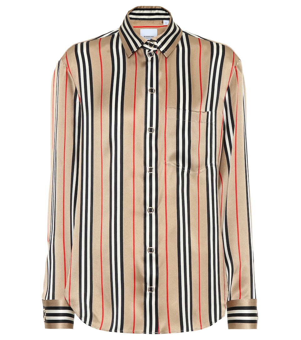 Exquisite Satin Gradient Irregular Stripe Print Shirt