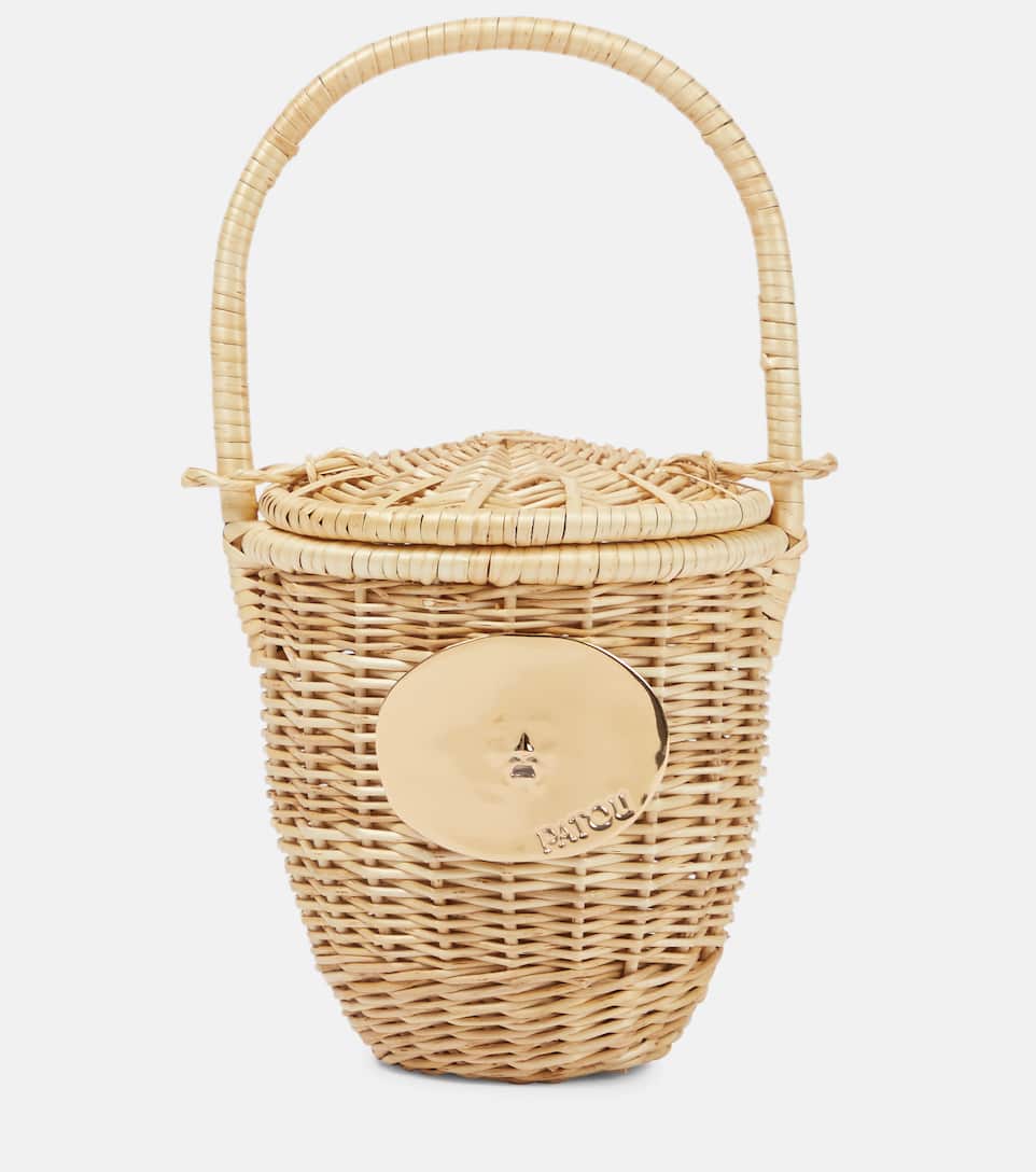 Patou Embellished Small wicker basket bag Mytheresa