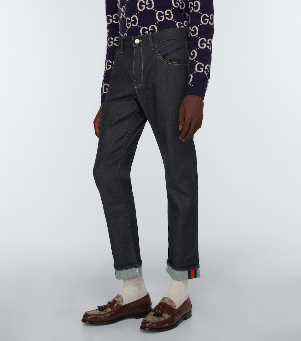 Tapered Denim Pant With Web - Gucci 