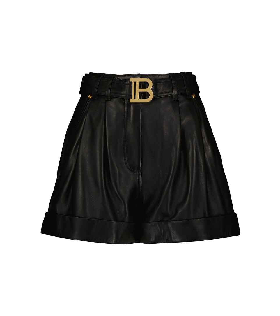 Balmain - Leather high-rise shorts 