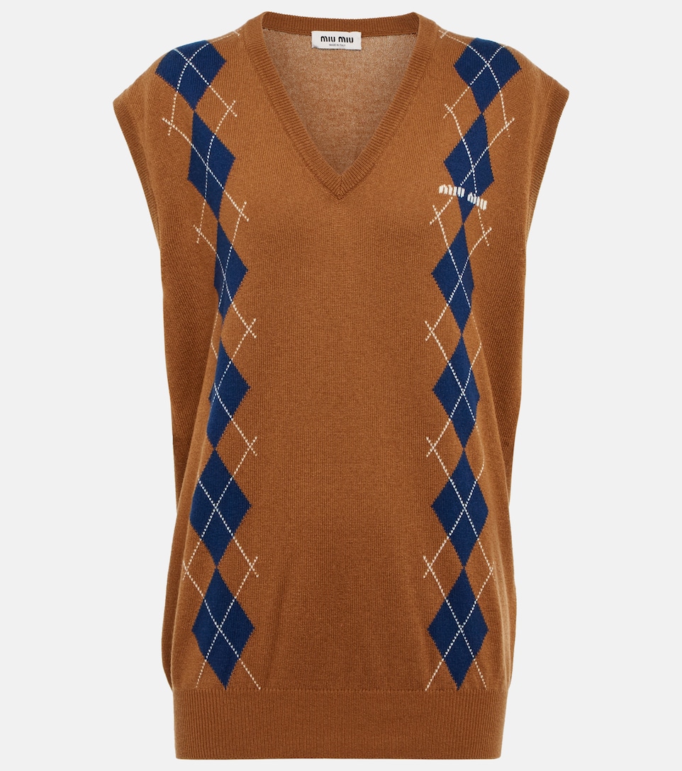 Miu Miu - Argyle cashmere sweater vest 