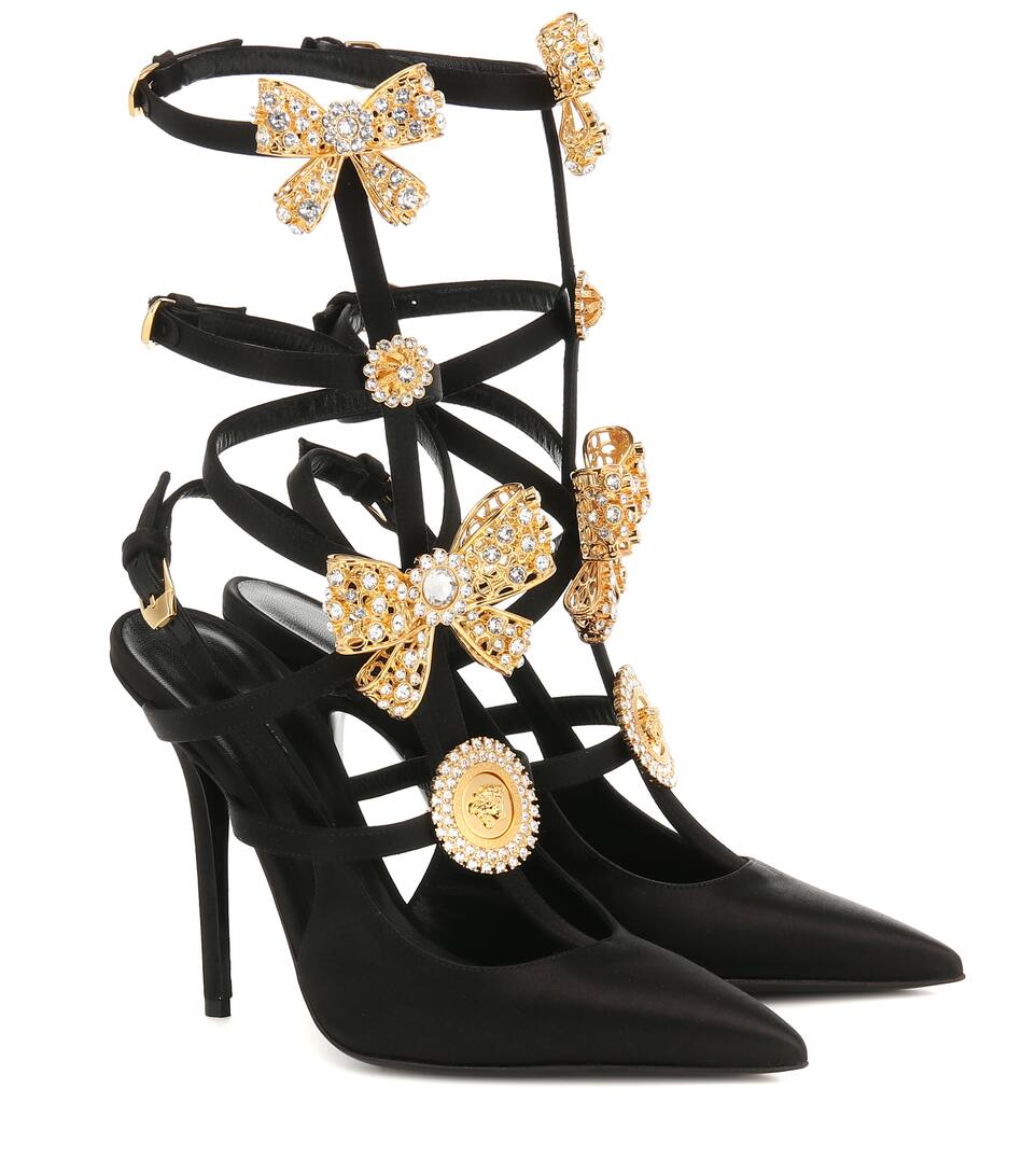Verzierte Slingback Pumps aus Satin Hot Sale: Jimmy Choo Women's Pat 100 Embellished High Heel Mules
