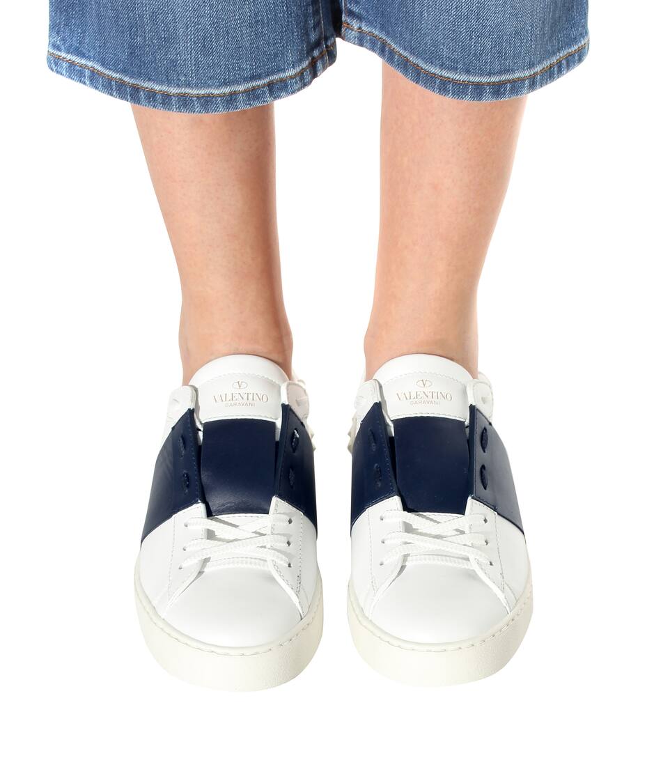 valentino garavani open leather sneakers
