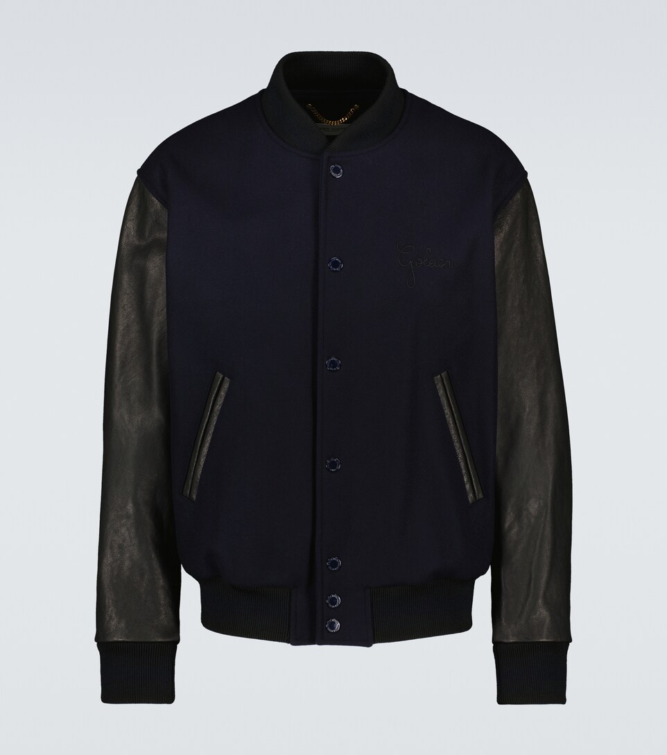 leather goose bomber jacket