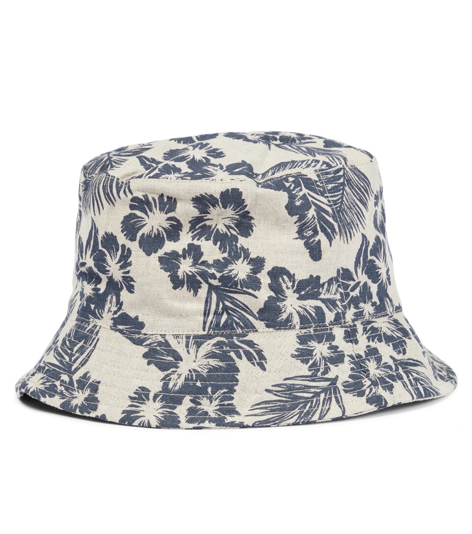 Printed linen and cotton bucket hat 